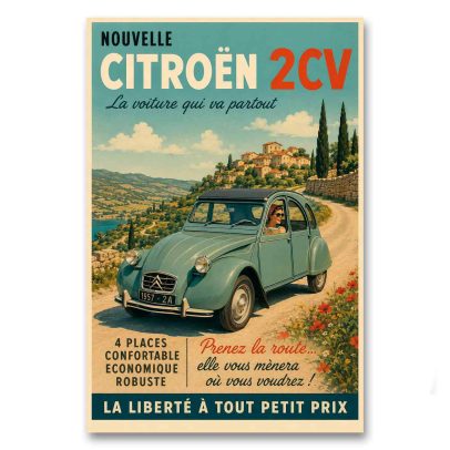 Juliste Citroën 2CV - La voiture qui va partout