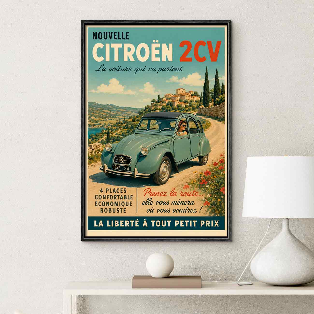 Juliste autot Citroen 2CV FR LÖ 40×60 50×75-2aa