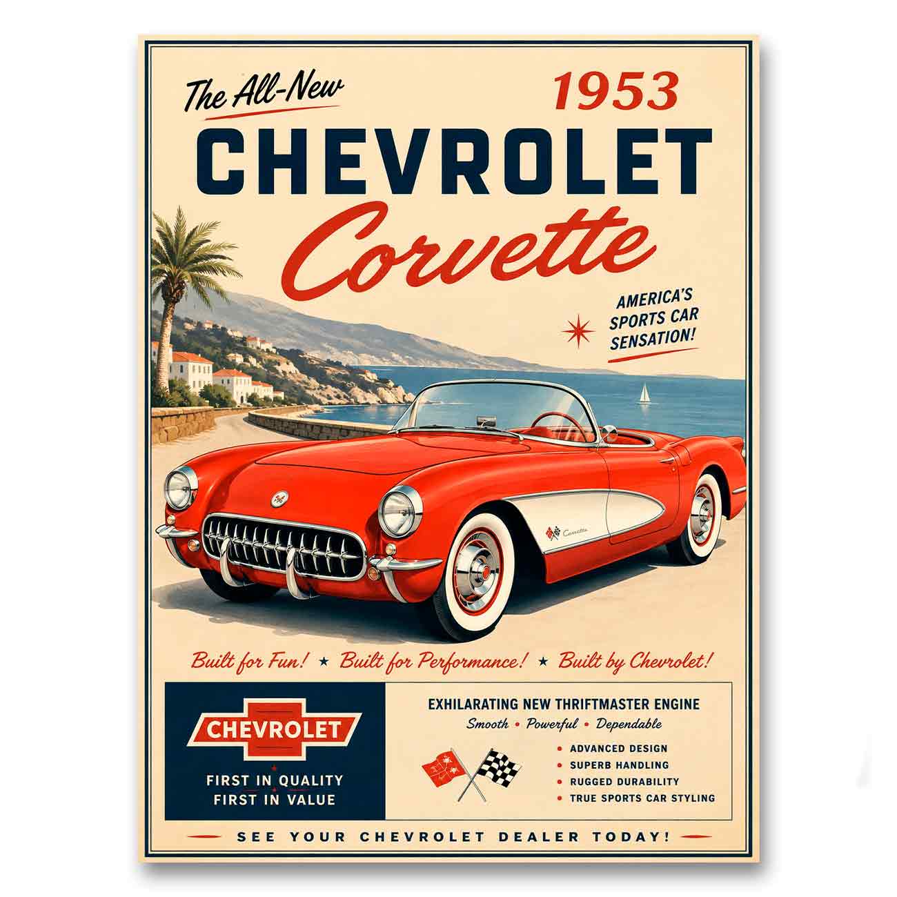 Juliste autot Corvette LÖ 50×70 70×100-2a
