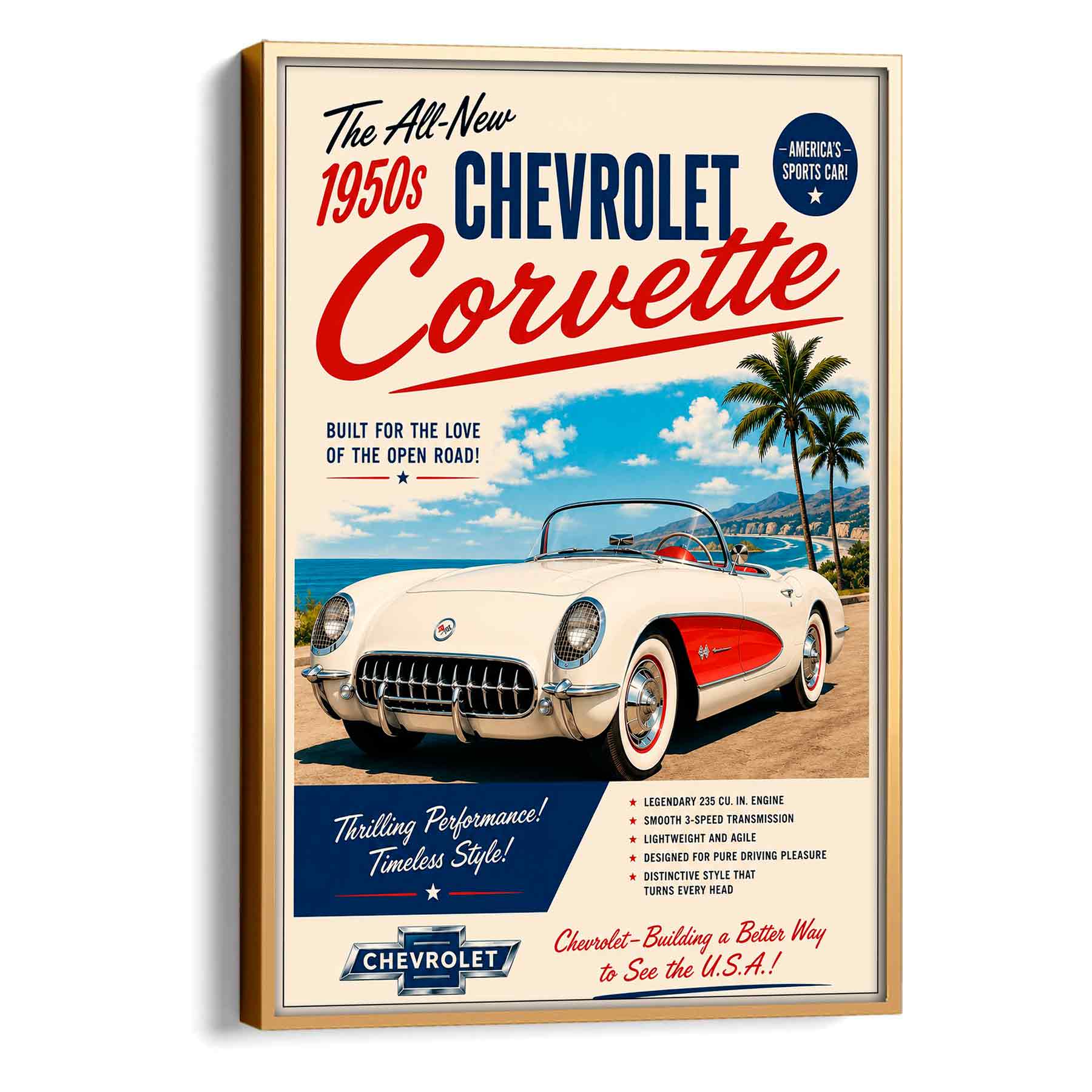 Juliste autot Corvette a LÖ 50×70 70×100-1aa
