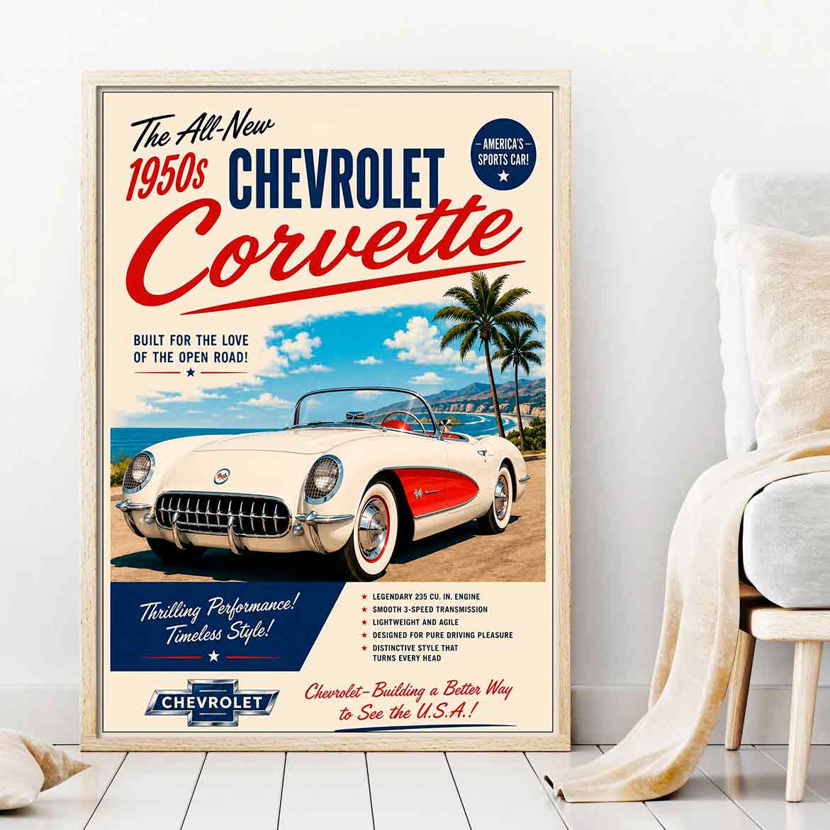Juliste autot Corvette a LÖ 50×70 70×100-1aaaa
