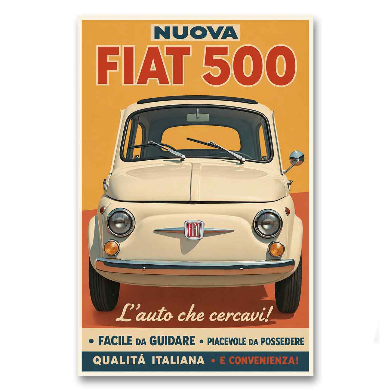 Juliste autot Fiat 500 LÖ 40×60 50×75-1a