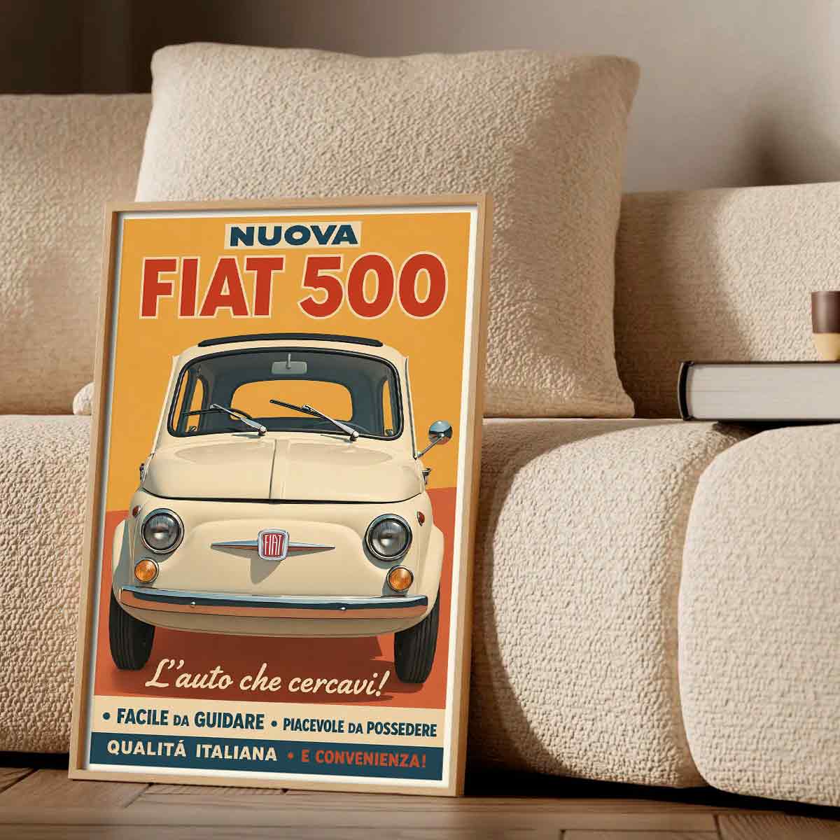 Juliste autot Fiat 500 LÖ 40×60 50×75-1aa