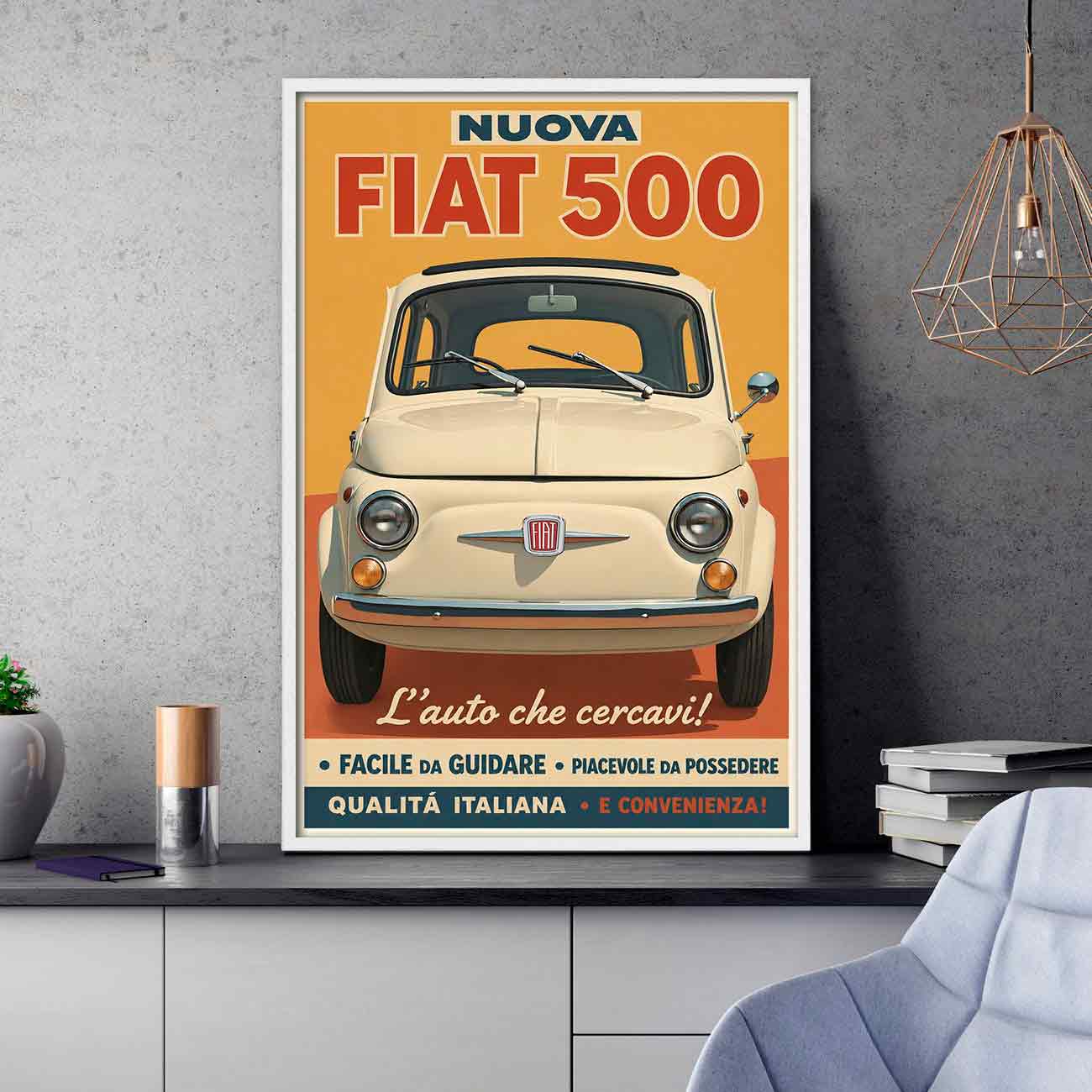 Juliste autot Fiat 500 LÖ 40×60 50×75-1aaa