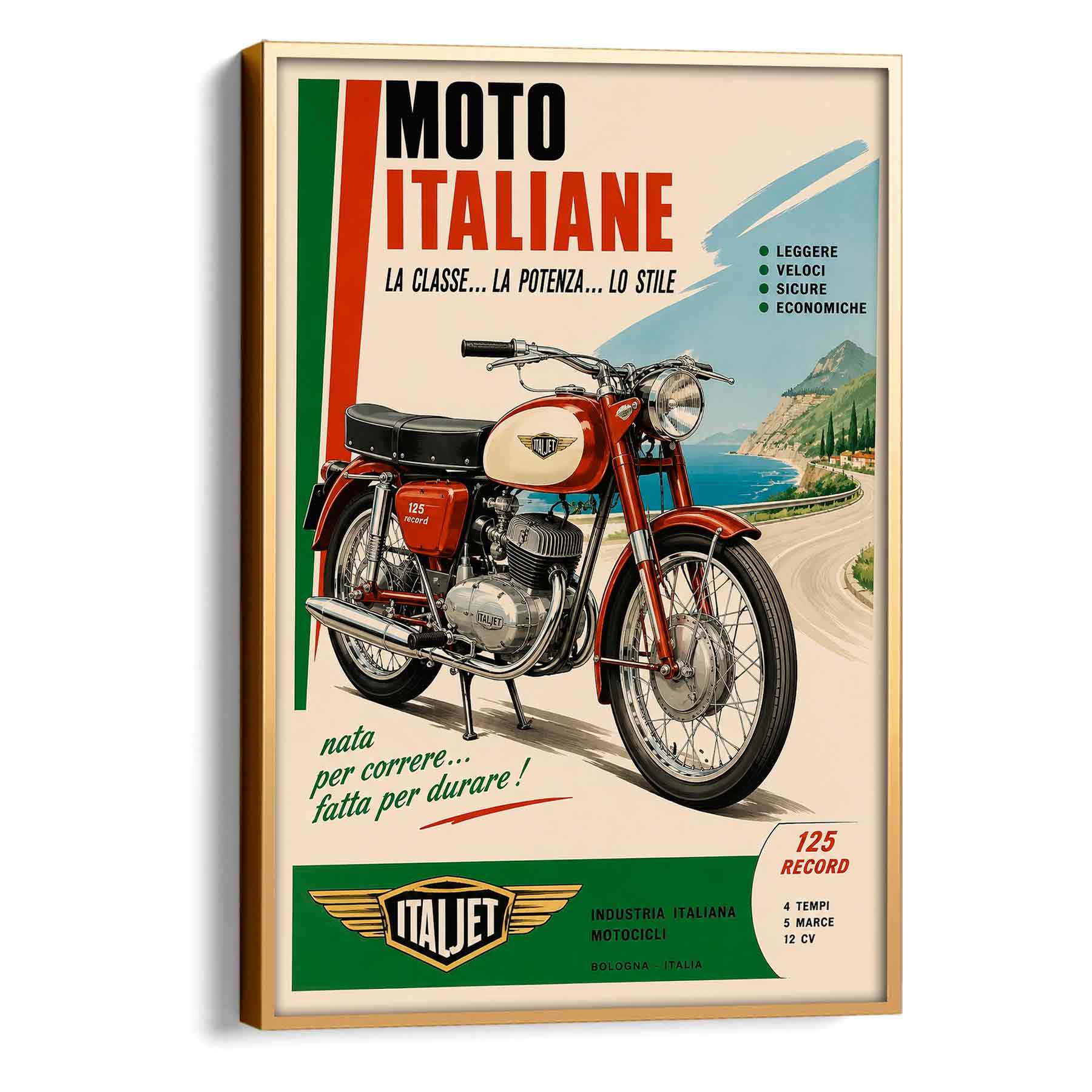 Juliste autot Italia moottoripyörä LÖ 50×70 70×100-1aa