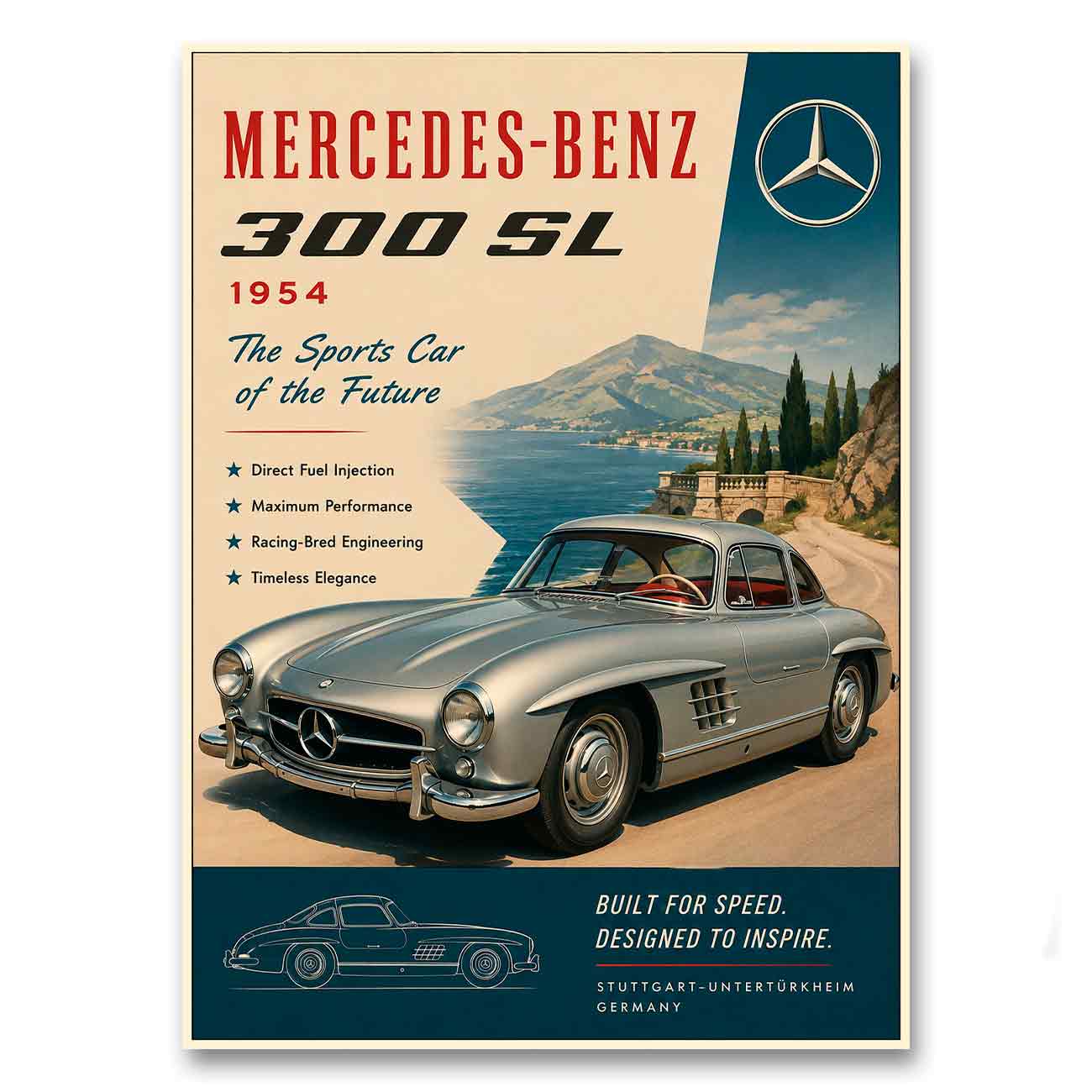 Juliste Mercedes-Benz 300SL – The Sports Car of the Future