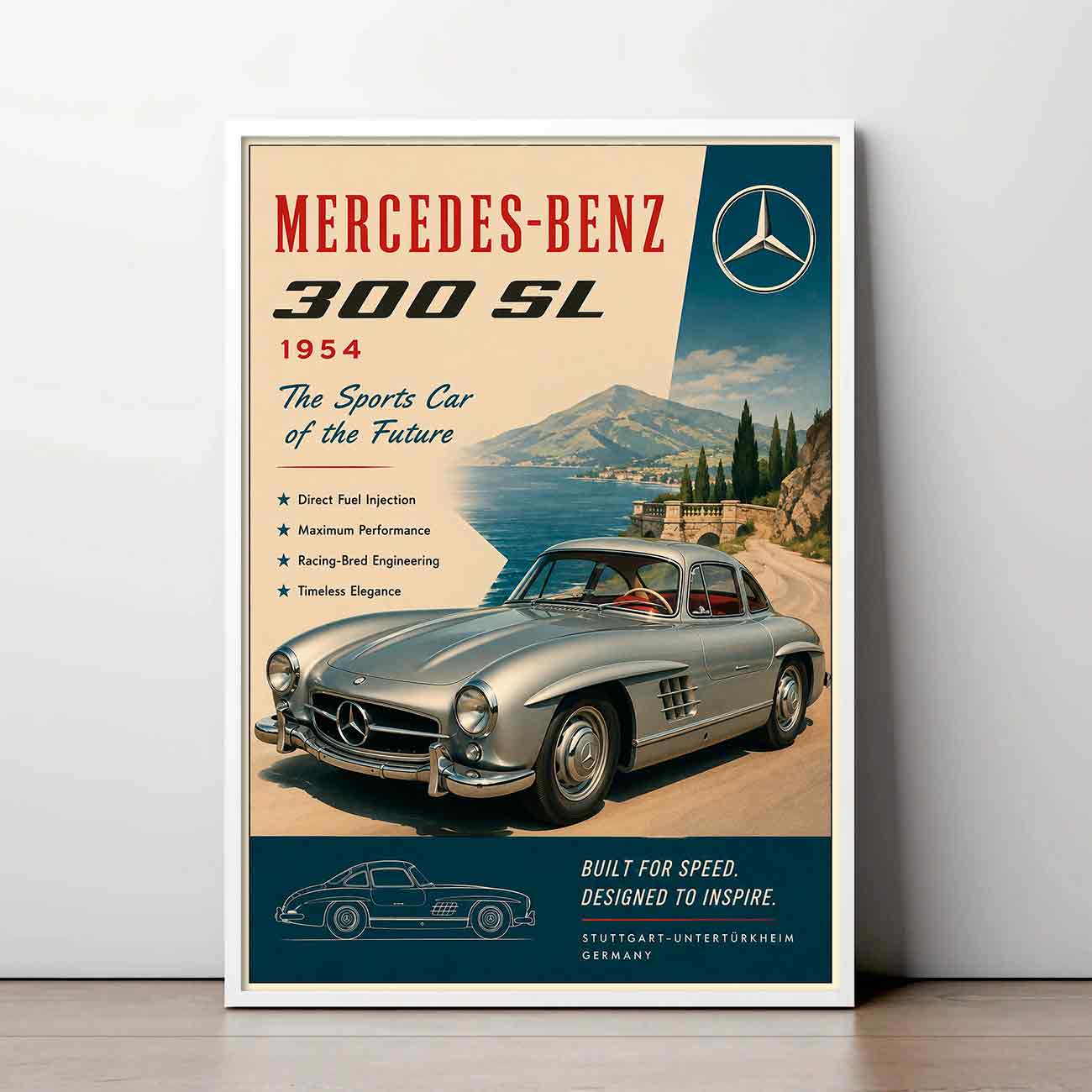 Juliste autot MB 300 SL LÖ 40×55 50×70-1aa