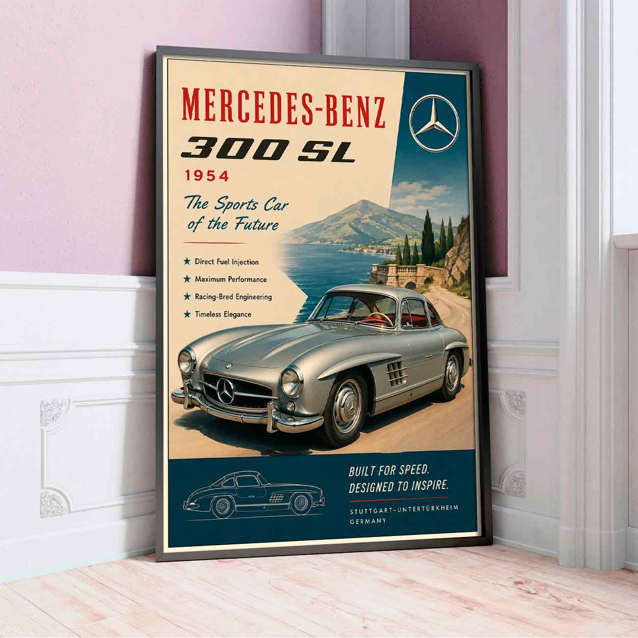 Juliste autot MB 300 SL LÖ 40×55 50×70-1aaa