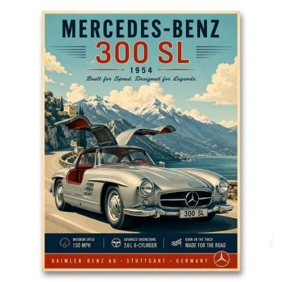 Juliste Mercedes-Benz 300SL - Built for Speed. Designed for Legends.