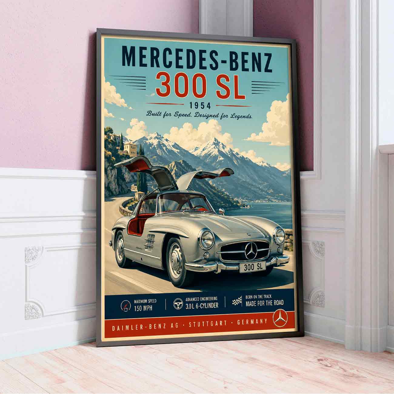 Juliste autot MB 300 SL LÖ 40×55 50×70-2aaa