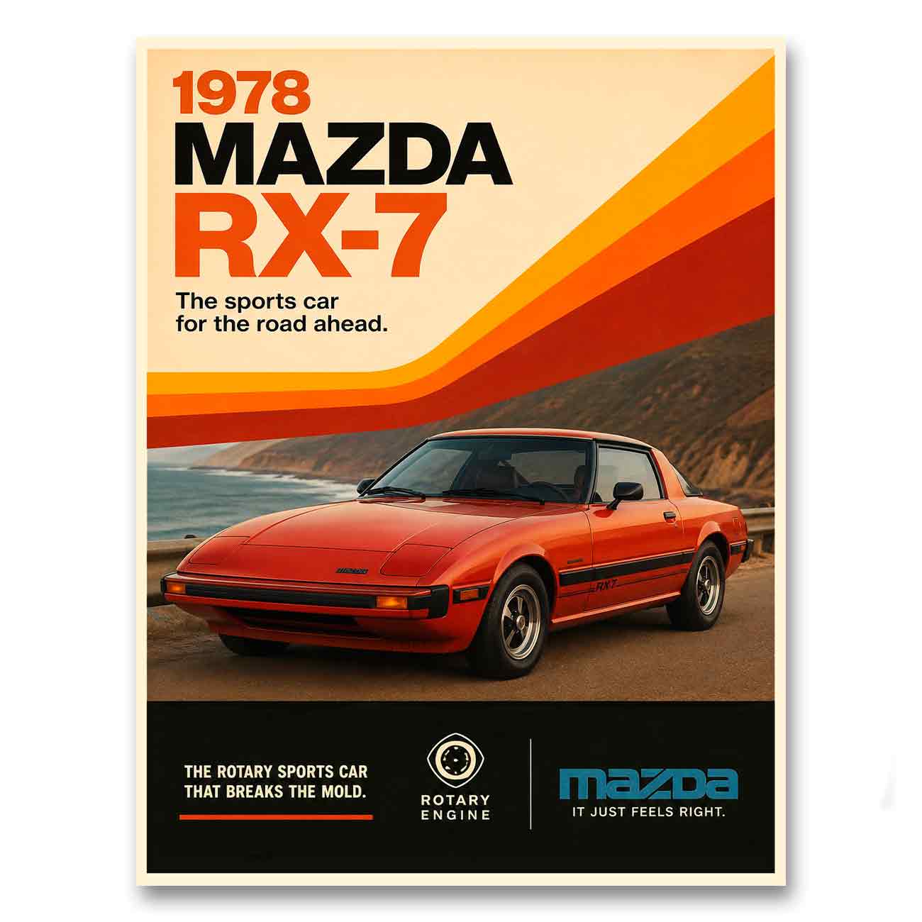 Juliste autot Mazda RX7 LÖ 40×55 50×70-1a