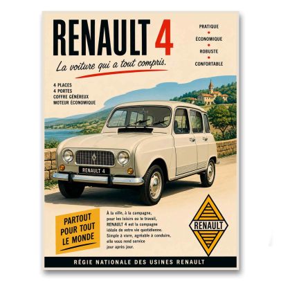 Juliste Renault 4 - La voiture qui a tout compris