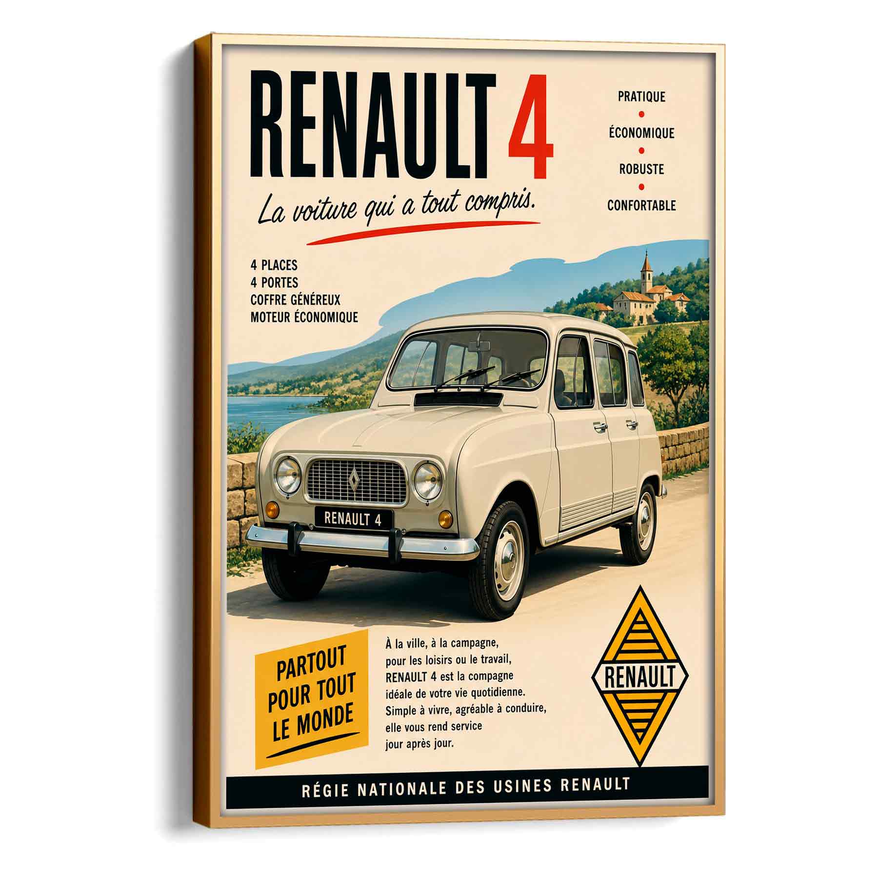 Juliste autot Renault 4 v LÖ 40×55 50x70aa
