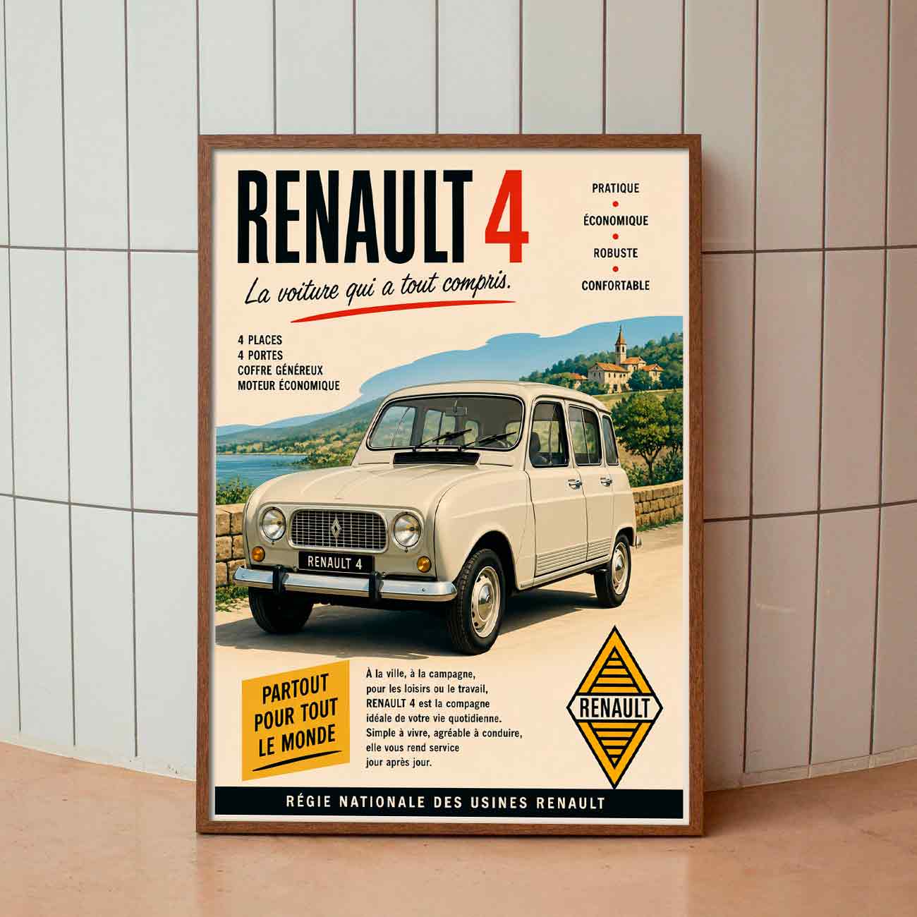 Juliste autot Renault 4 v LÖ 40×55 50x70aaa