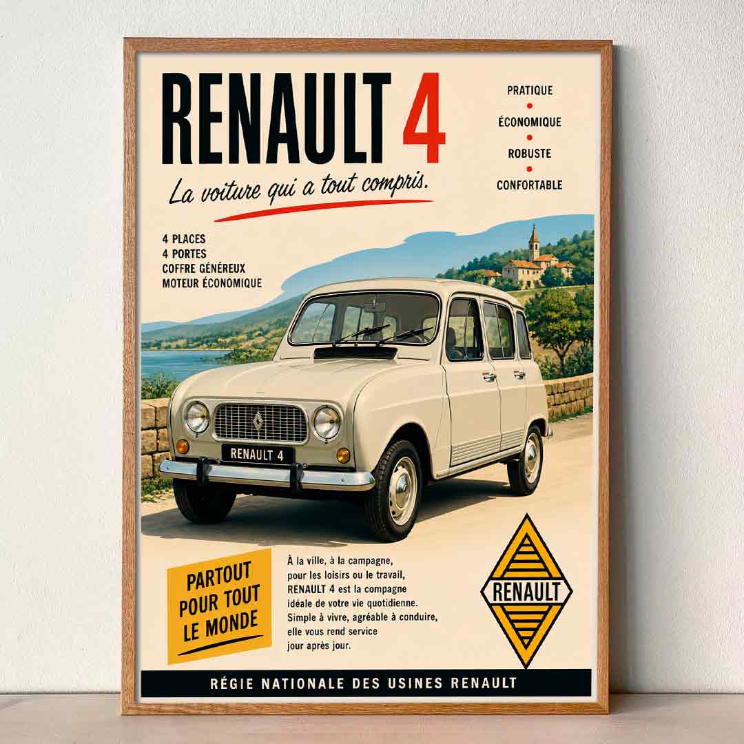 Juliste autot Renault 4 v LÖ 40×55 50x70aaaa