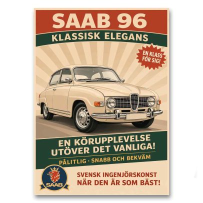Juliste Saab 96 - Klassisk elegans