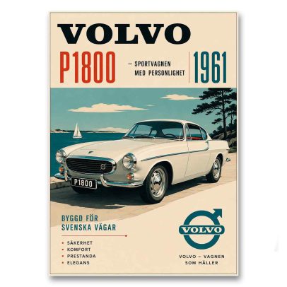 Juliste Volvo P1800 - Sportvagnen med personlighet
