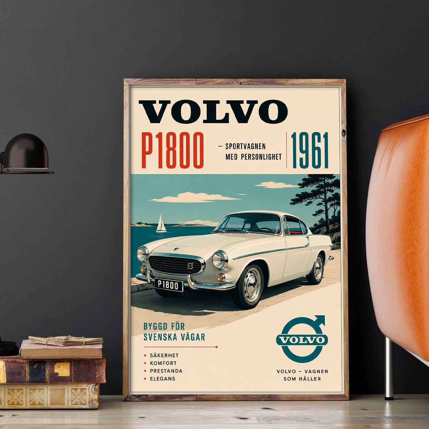 Juliste autot Volvo P1800 LÖ 40×55 50×70-1aaa