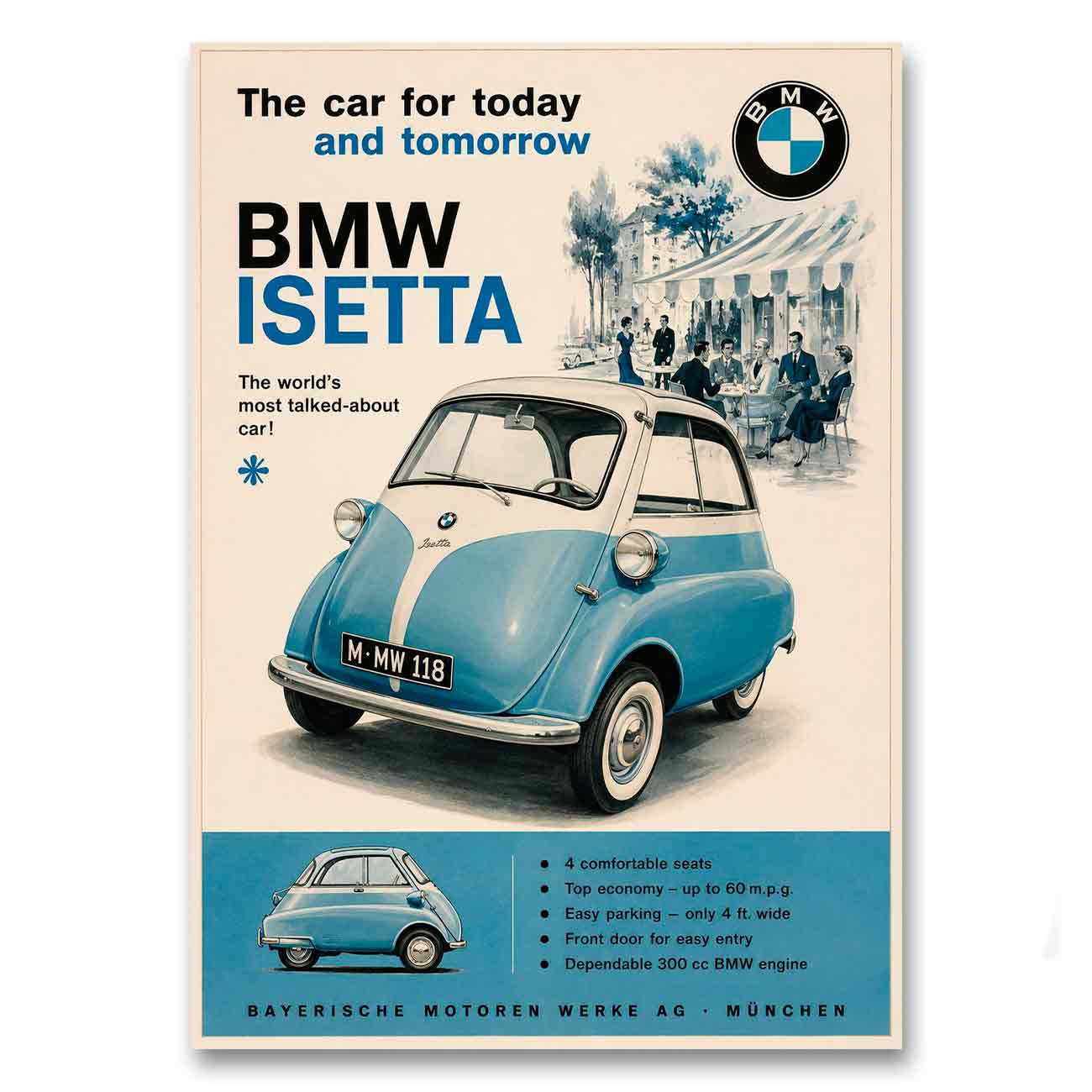 Juliste BMW Isetta – The car for today and tomorrow