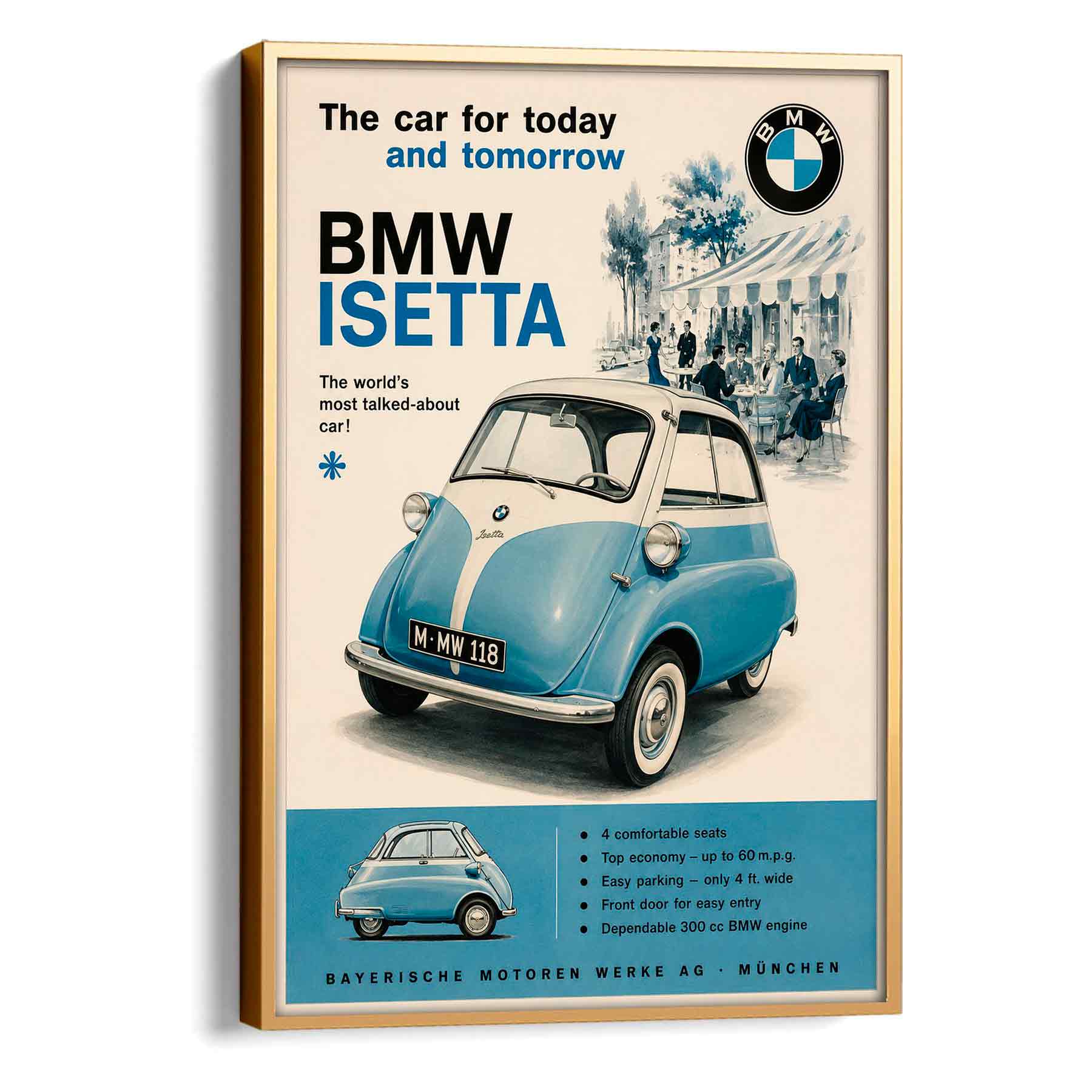 Juliste autot bmw isetta LÖ 40×55 50×70-1aa
