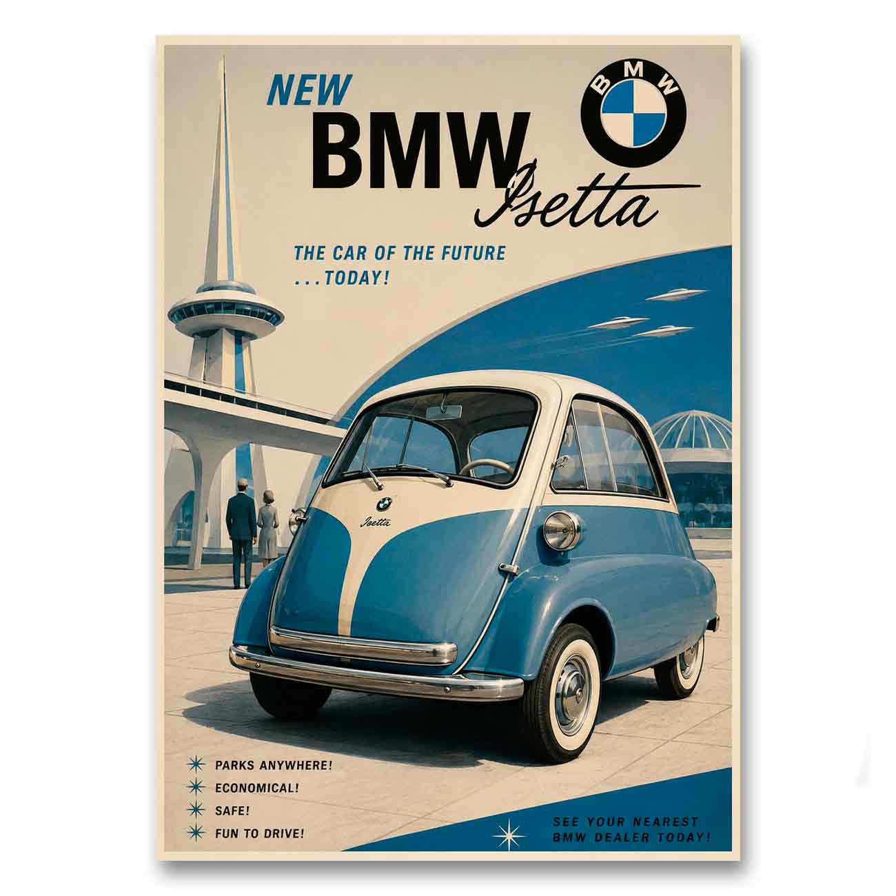 Juliste BMW Isetta – The Car of the Future… Today