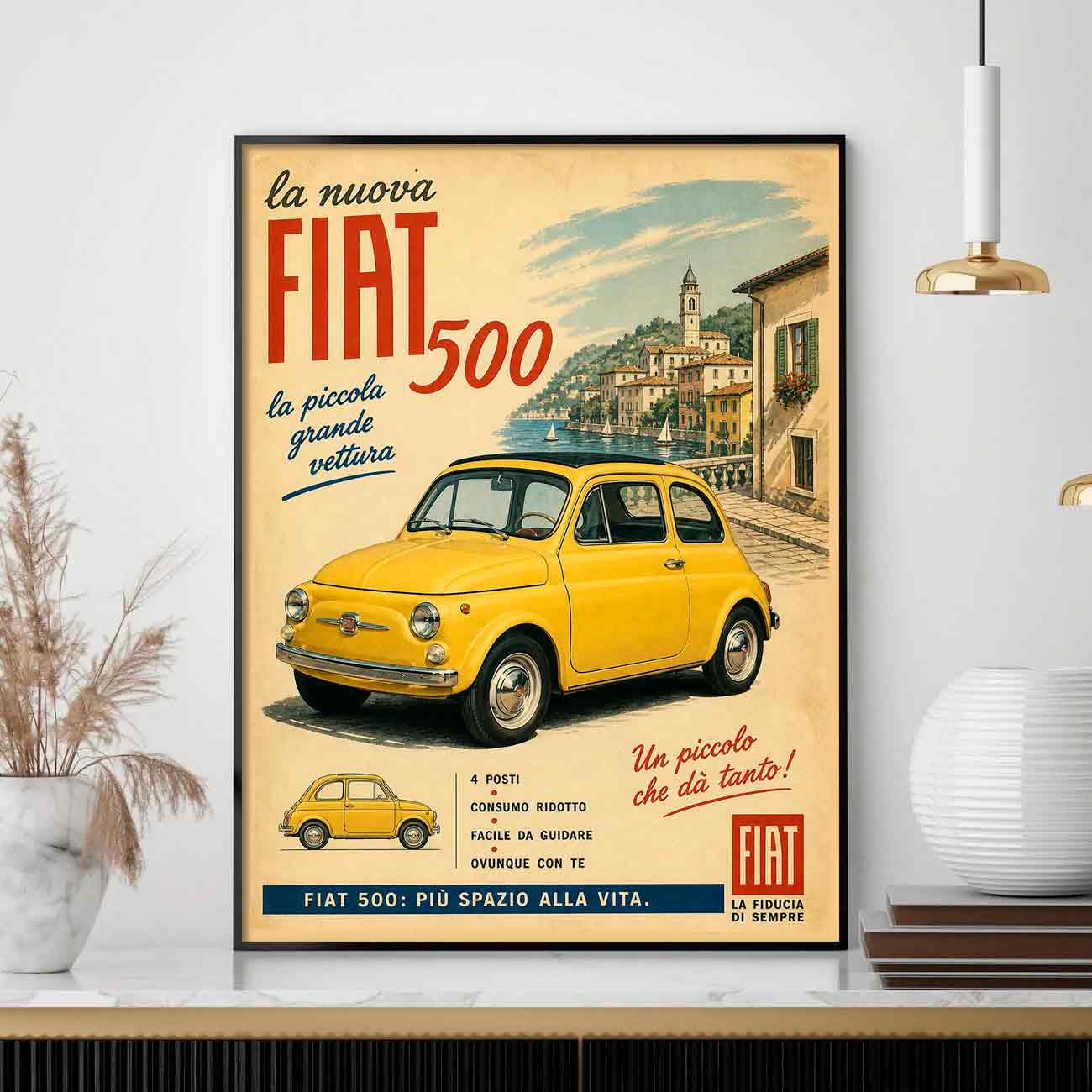 Juliste autot fiat 500 lö 50×70 70x100aaa