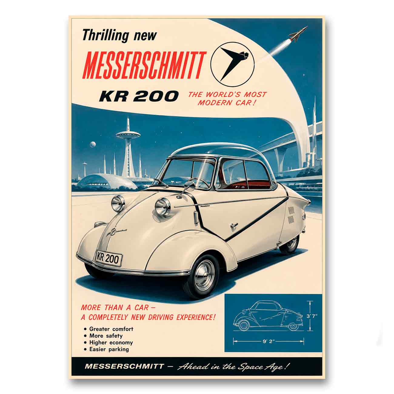 Juliste autot messerschmitt LÖ 40×55 50×70-1a