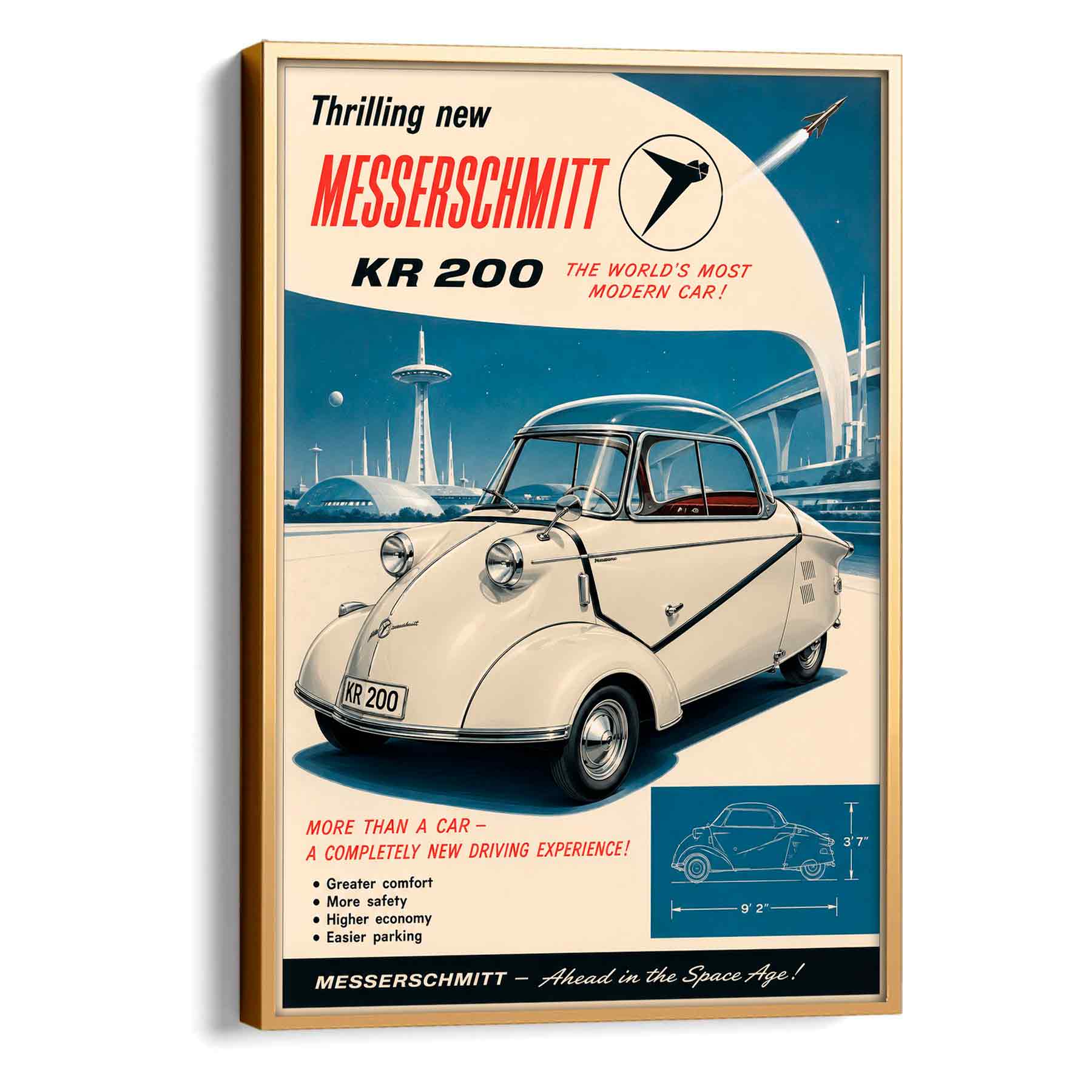 Juliste autot messerschmitt LÖ 40×55 50×70-1aa