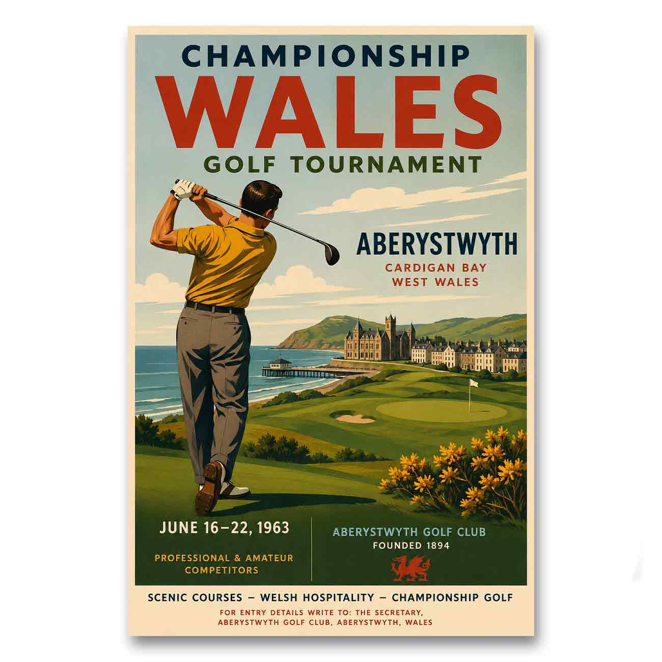 Juliste golf wales LÖ 40×60 50×75-2a