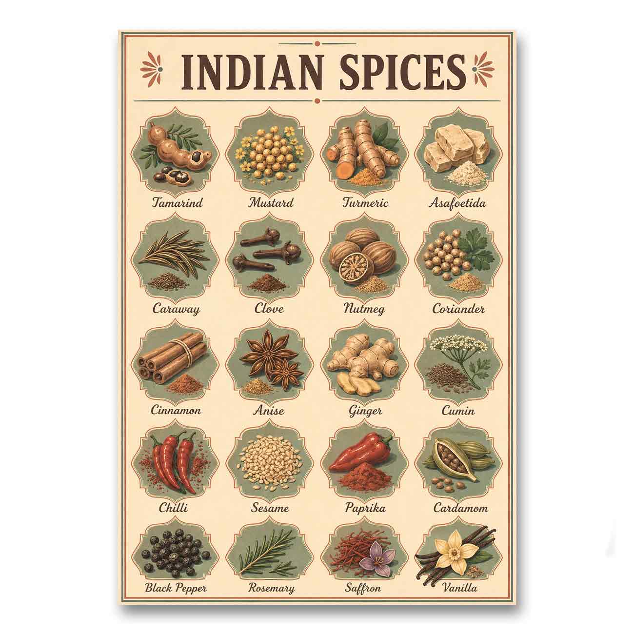 Juliste indian spices LÖ 40×55 50×70-1a
