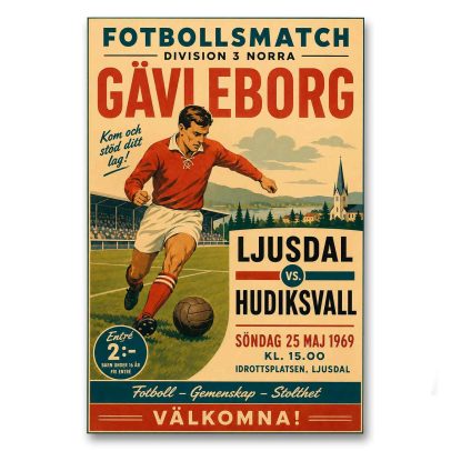 Juliste Ljusdal vs Hudiksvall fotbollmatch 1969
