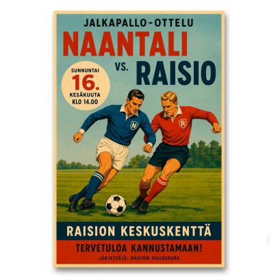 Juliste Naantali vs Raisio jalkapallo-ottelu