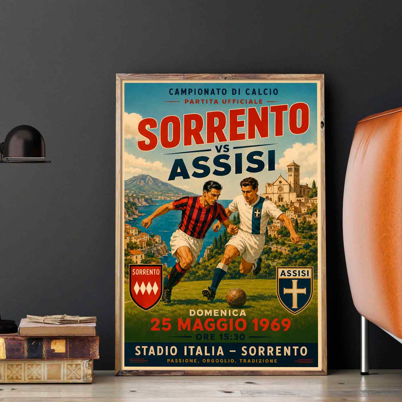 Juliste jalkapallo sorrento assisi LÖ 40×55 50×70-2aaa