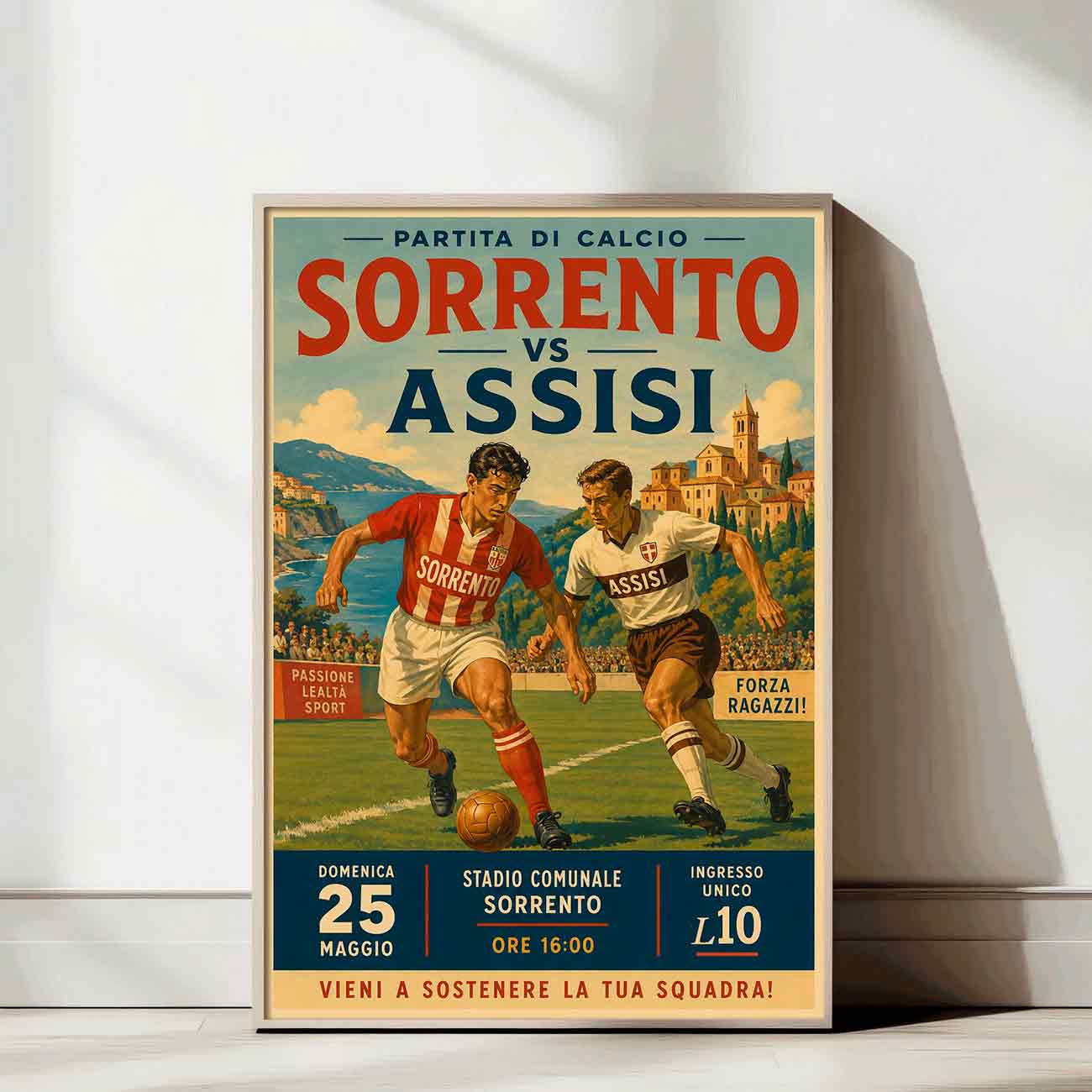 Juliste jalkapallo sorrento assisi LÖ 40×55 50×70-3aa