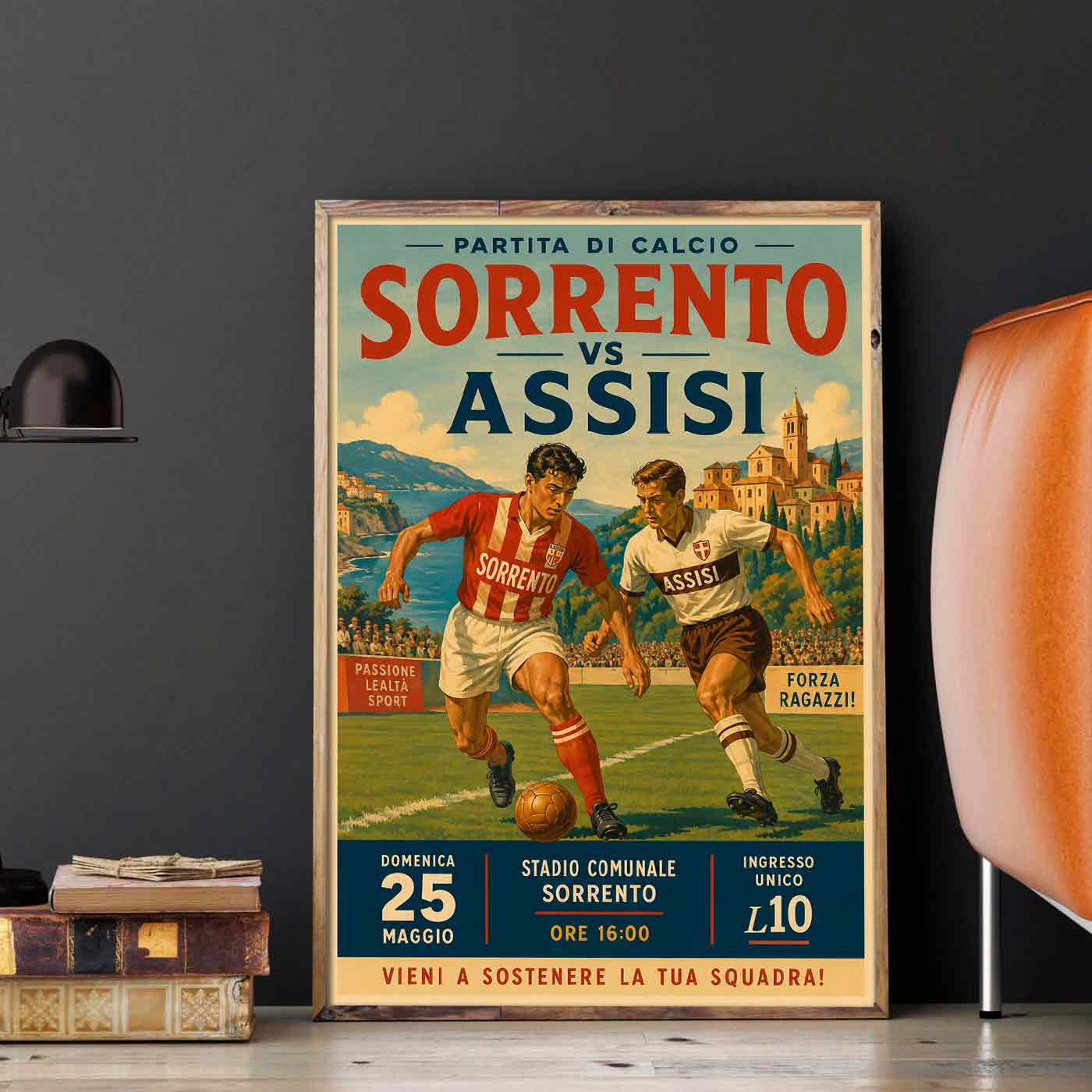 Juliste jalkapallo sorrento assisi LÖ 40×55 50×70-3aaa