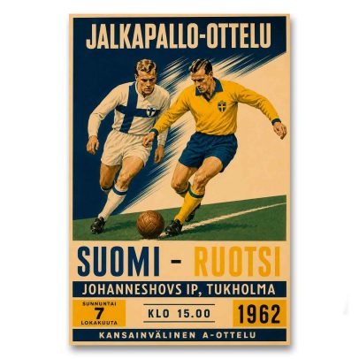 Juliste Suomi - Ruotsi jalkapallo-ottelu 1962