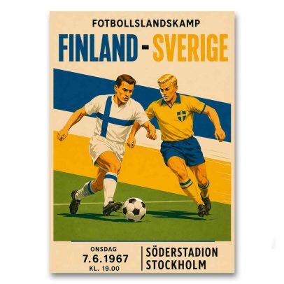 Juliste Finland - Sverige fotbollslandskamp 1967