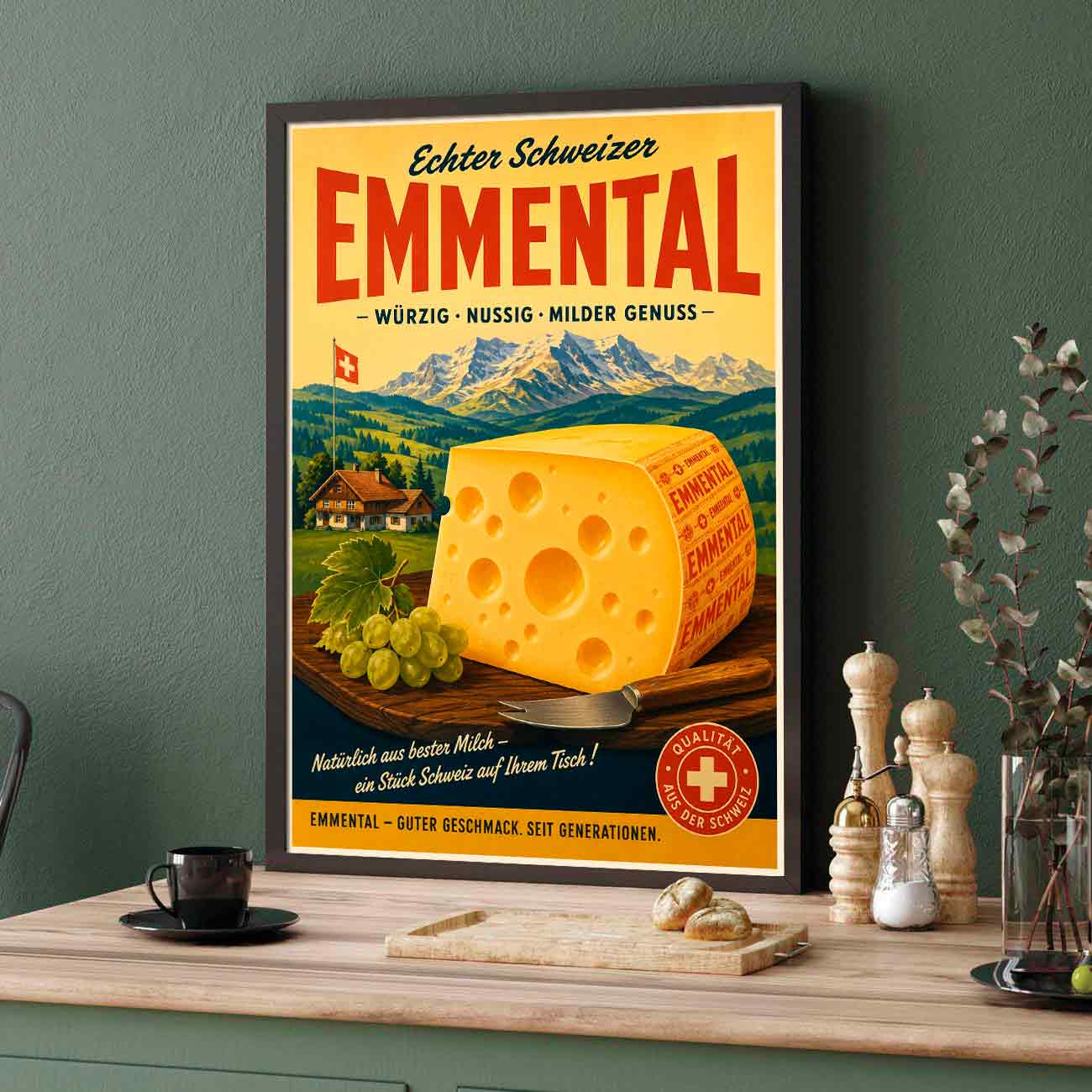 Juliste juustot Emmental LÖ 40×55 50x70aa