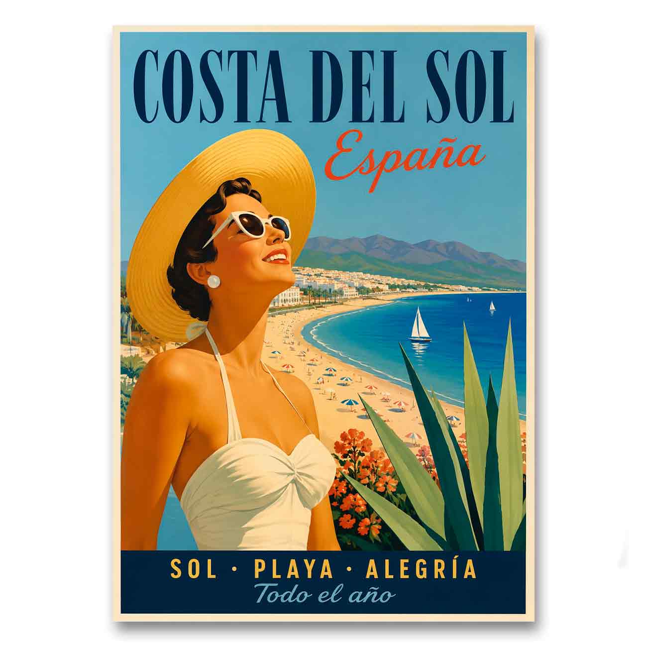 Juliste matkailu Espanja Costa del Sol LÖ 50×70 70×100-1a