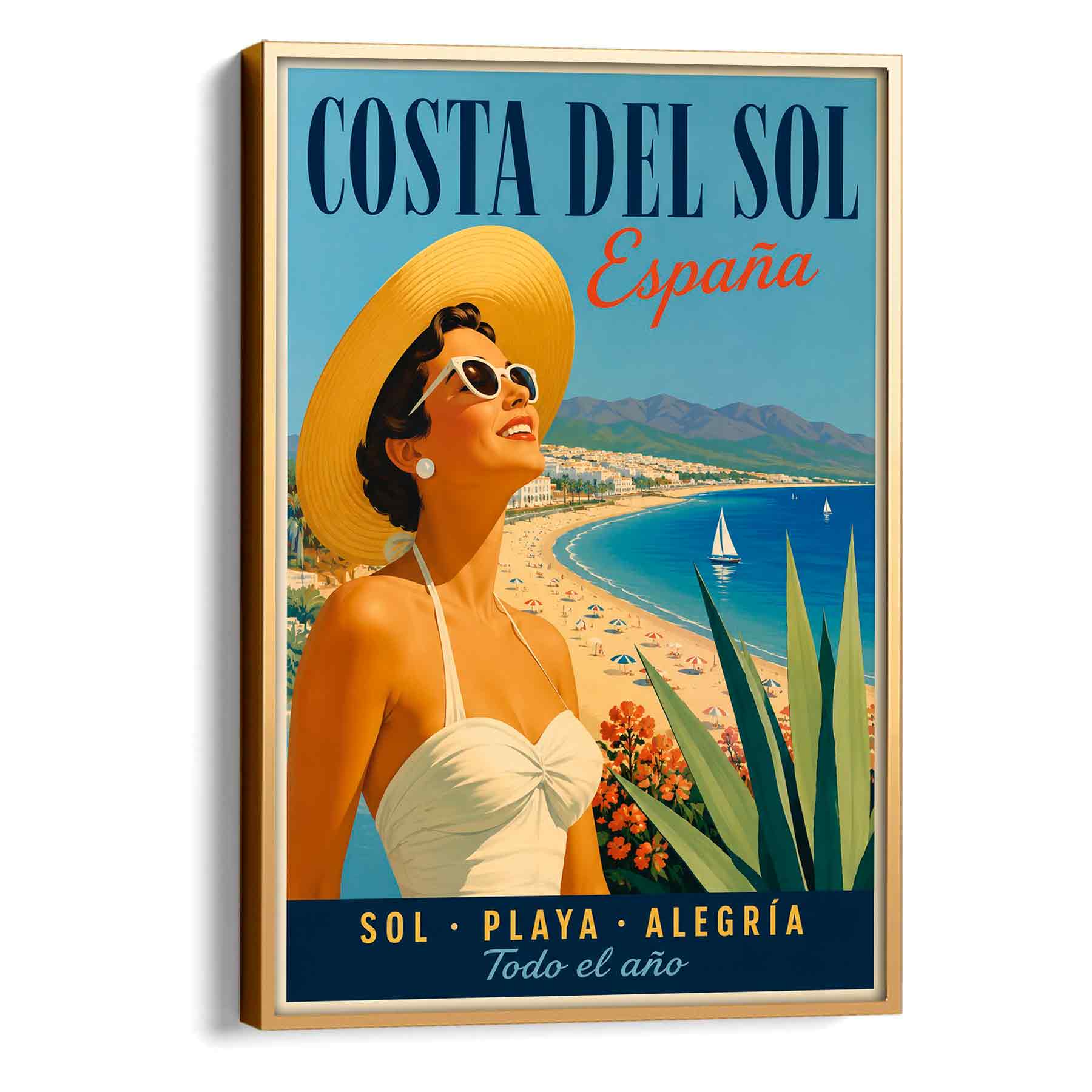 Juliste matkailu Espanja Costa del Sol LÖ 50×70 70×100-1aa
