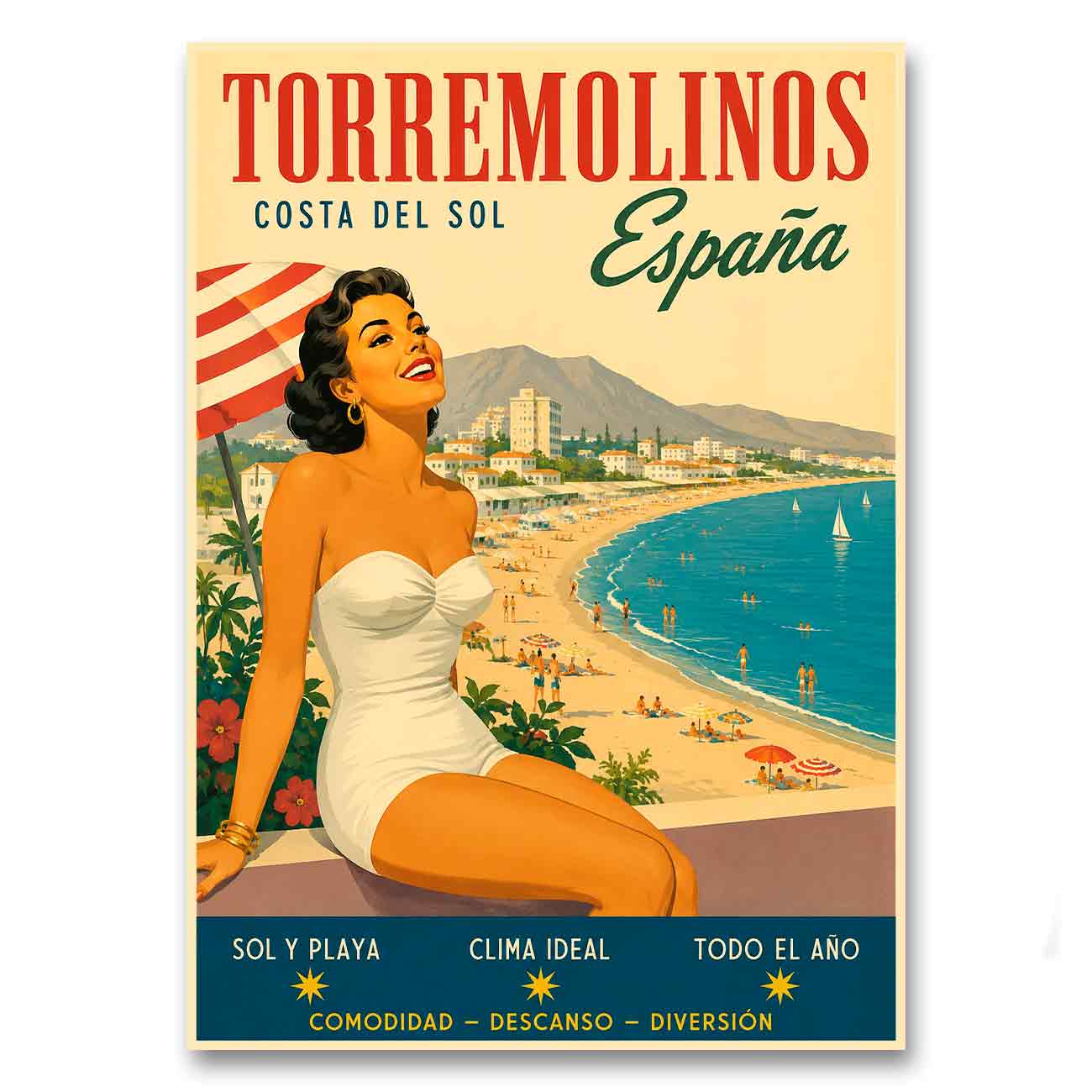 Juliste matkailu Espanja Costa del Sol LÖ 50×70 70×100-5a