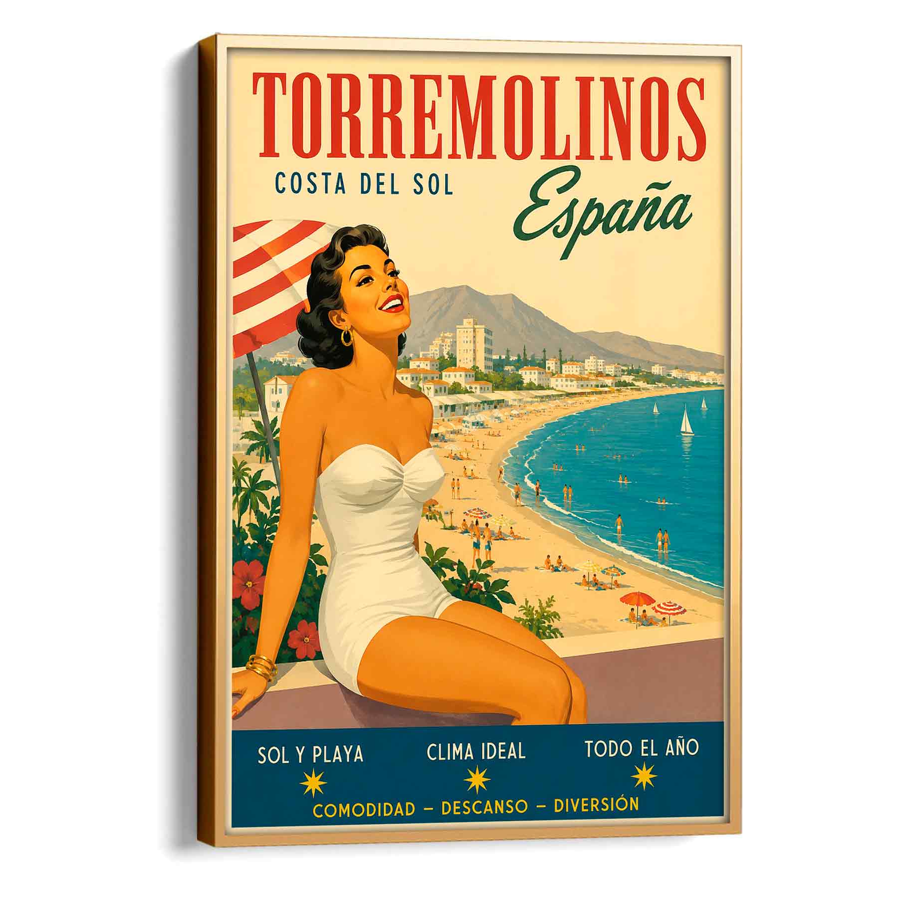 Juliste matkailu Espanja Costa del Sol LÖ 50×70 70×100-5aa