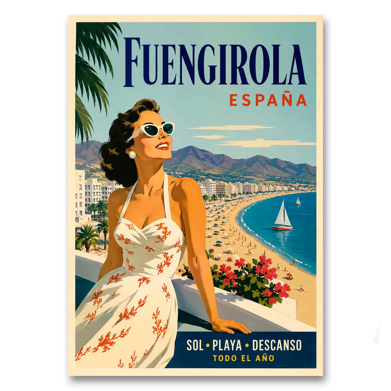 Juliste matkailu Espanja Costa del Sol LÖ 50×70 70×100-7a