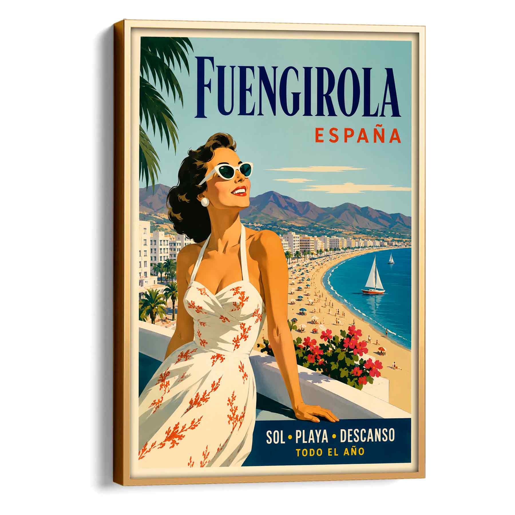 Juliste matkailu Espanja Costa del Sol LÖ 50×70 70×100-7aa