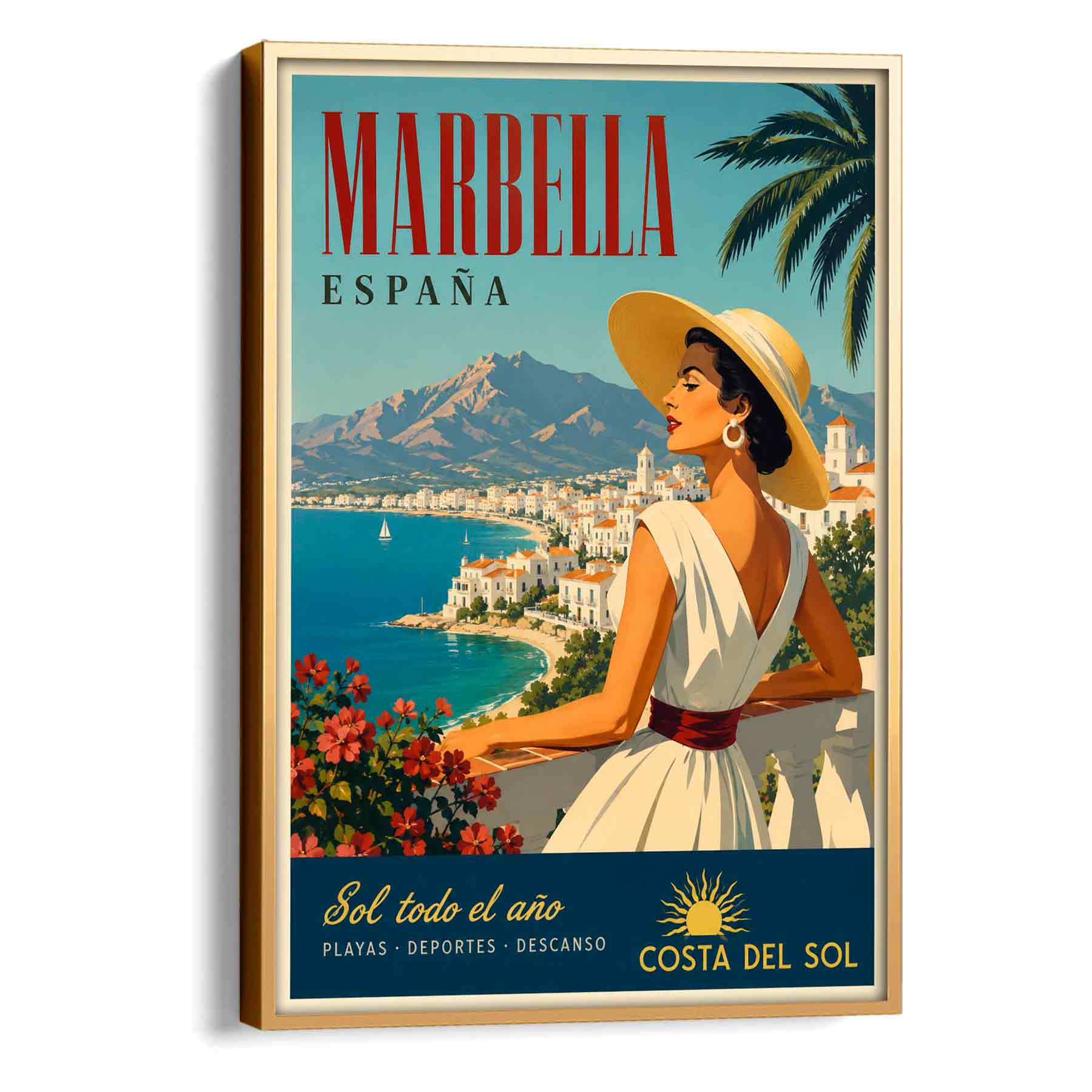 Juliste matkailu Espanja Costa del Sol LÖ 50×70 70×100-8aa