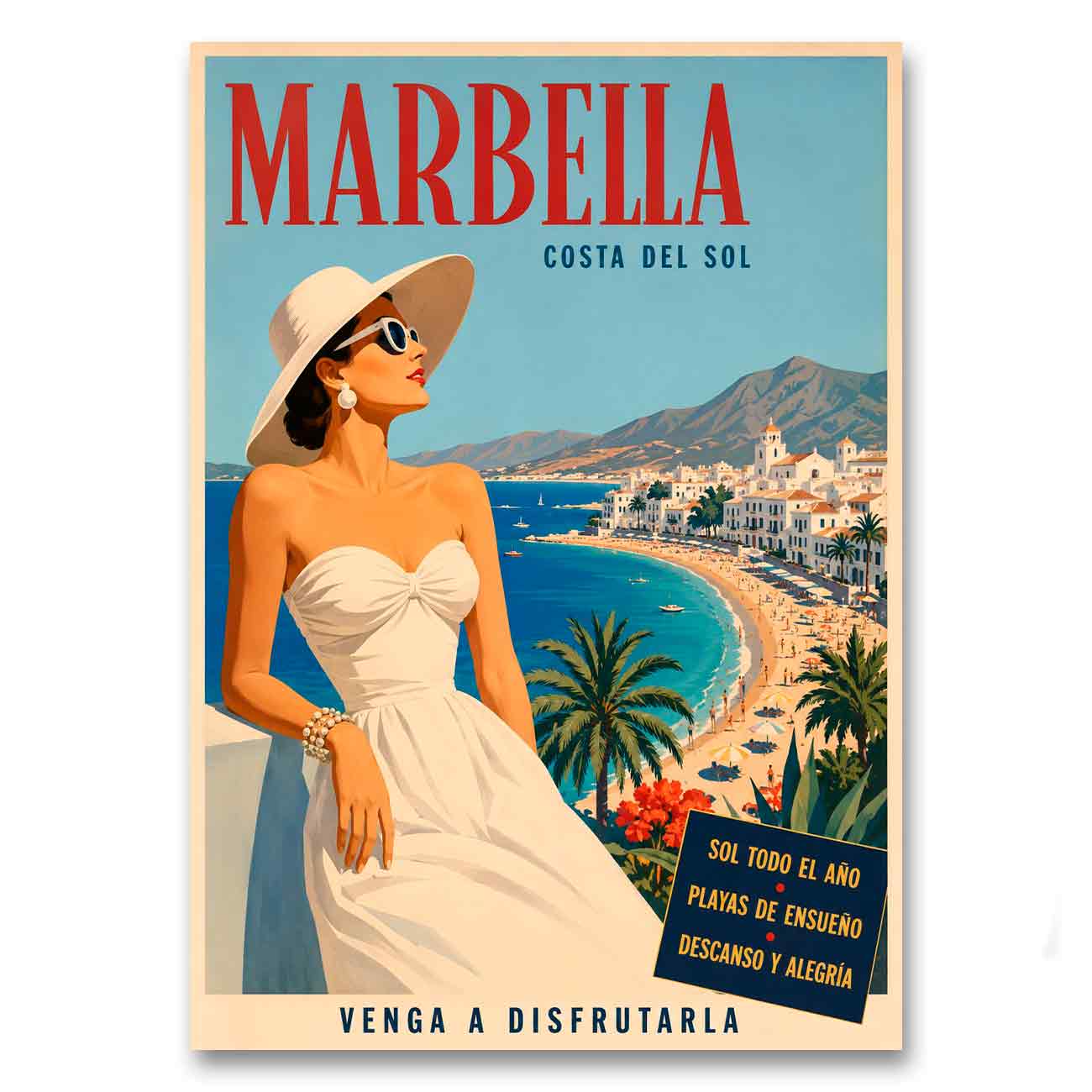 Juliste matkailu Espanja Costa del Sol LÖ 50×70 70×100-9a