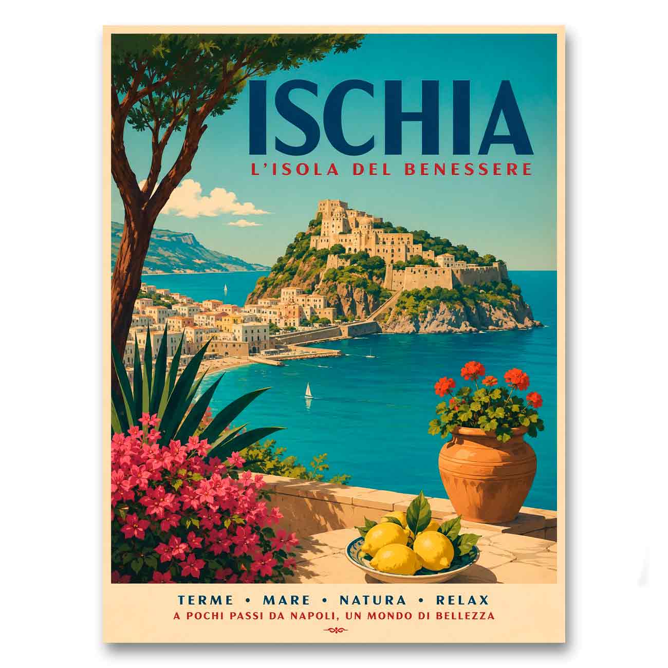 Juliste matkailu Ischia Italia LÖ 40×55 50×70-2a