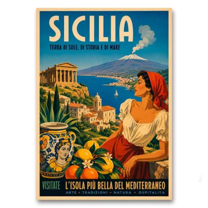 Juliste Sicilia - Terra di sole, di storia e di mare