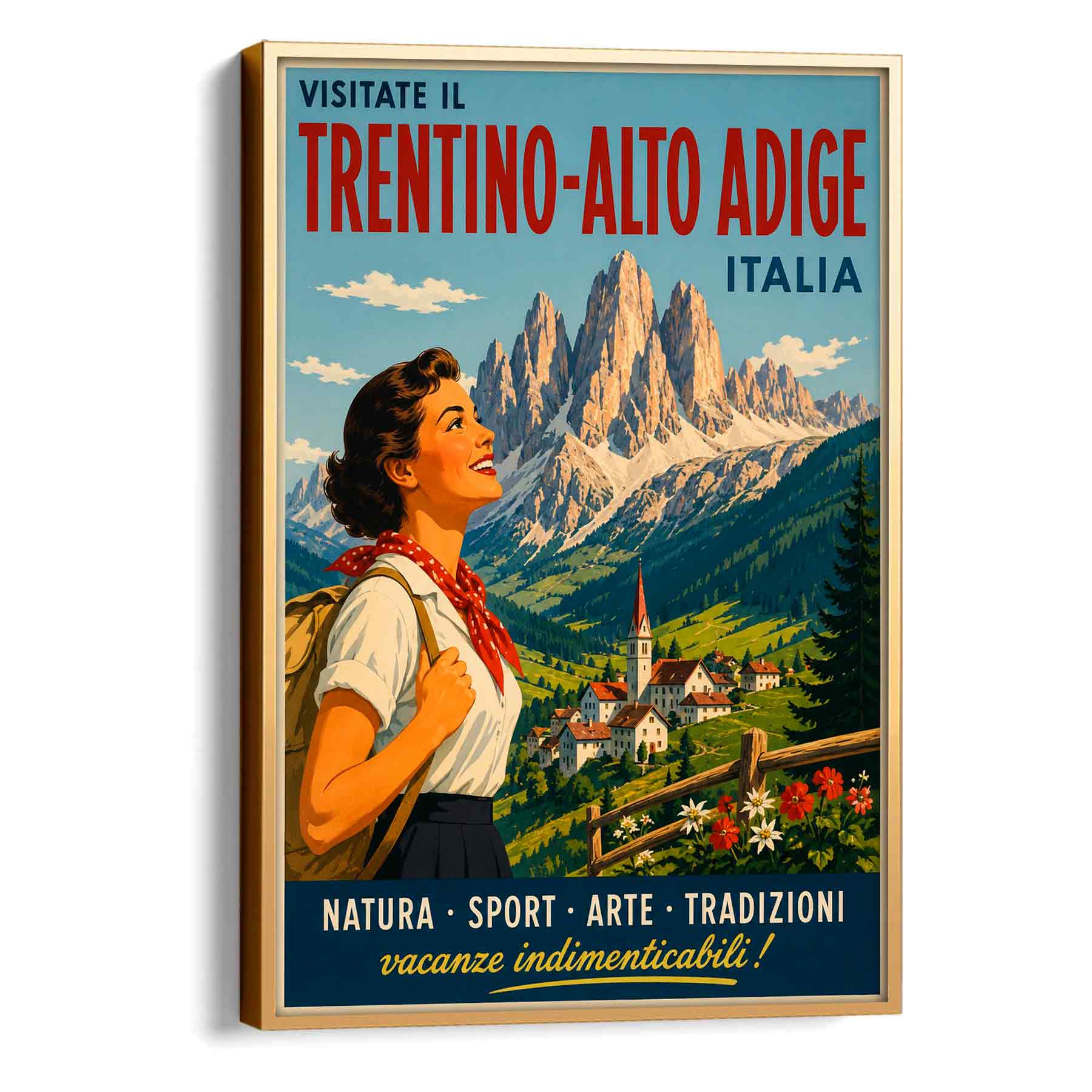 Juliste matkailu Italia Trentino LÖ 50×70 70×100-1aa
