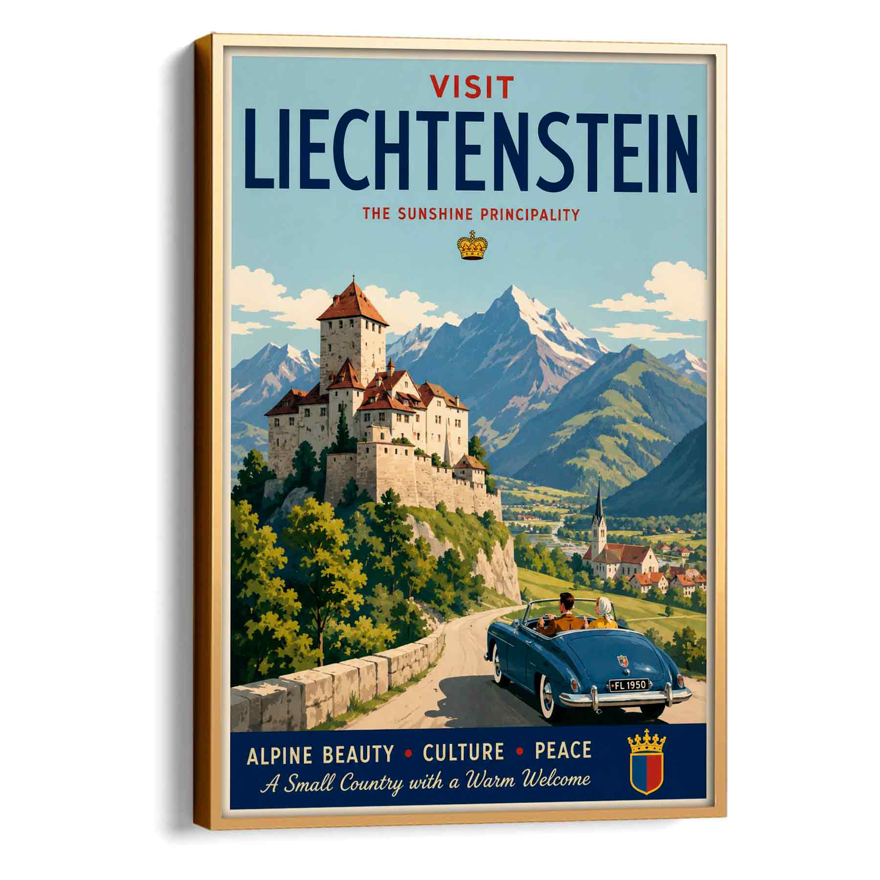 Juliste matkailu Liechtenstein 1 LÖ 40×55 50x70aa